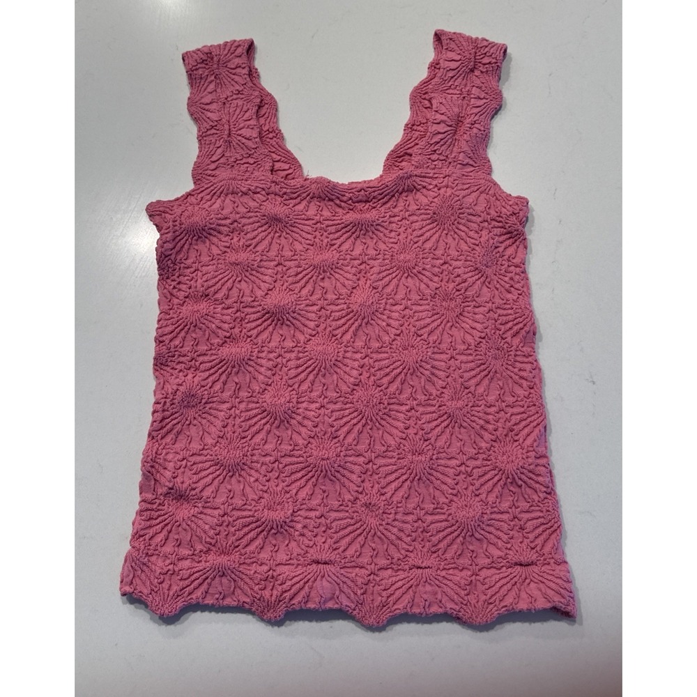 Bright Pink Textured Sleeveless Stretch Top Boho Chic Festival Y2K Look Coquette